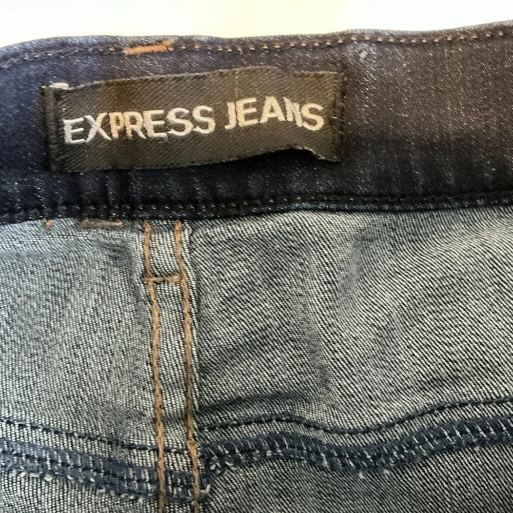 Express Cropped Jeans Women 8 Dark Blue‎ Stretch Cropped Wide Leg